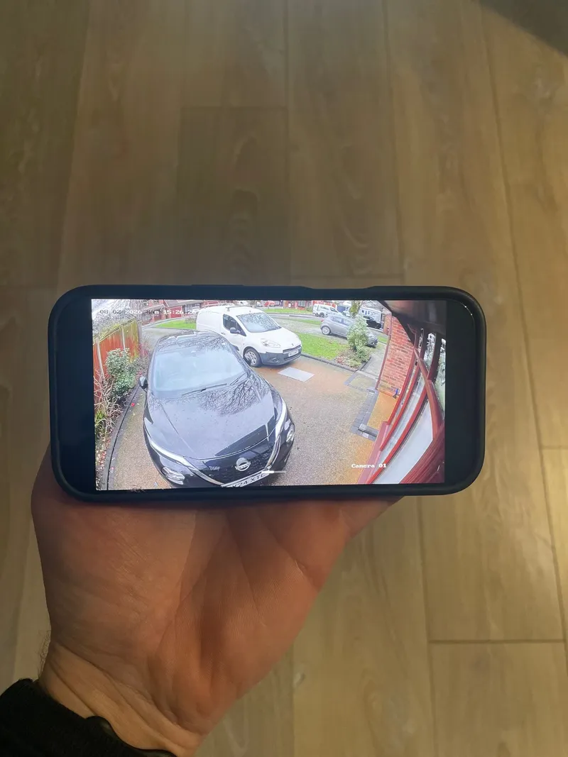 Live CCTV footage viewed on a phone
