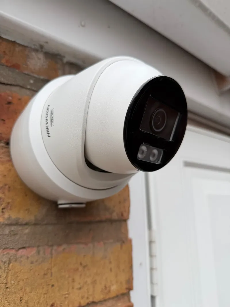 Close-up of a turret CCTV camera installed by MAC Secure
